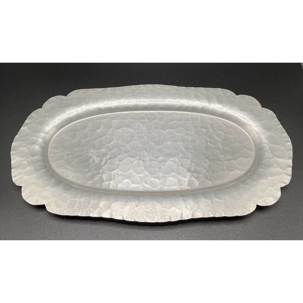 Vintage Continental Silverlook Hand‑Wrought Tray 515 Oval 11.5" Aluminum